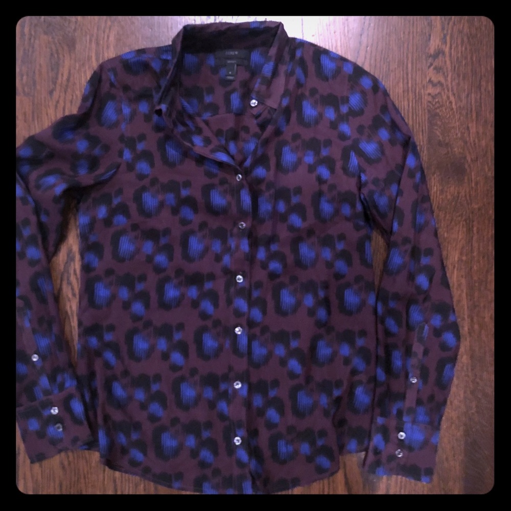J Crew “the perfect shirt” leopard print
